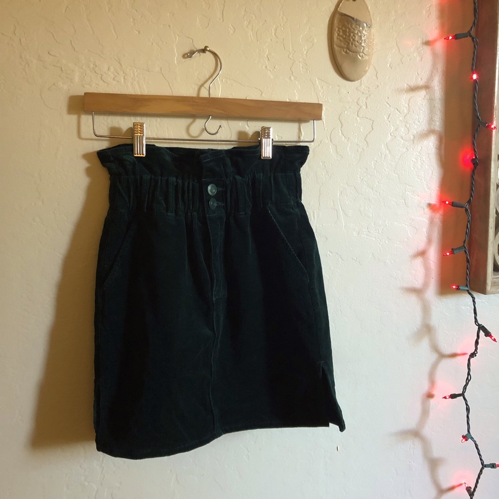Forest Green High Waisted Corduroy Skirt